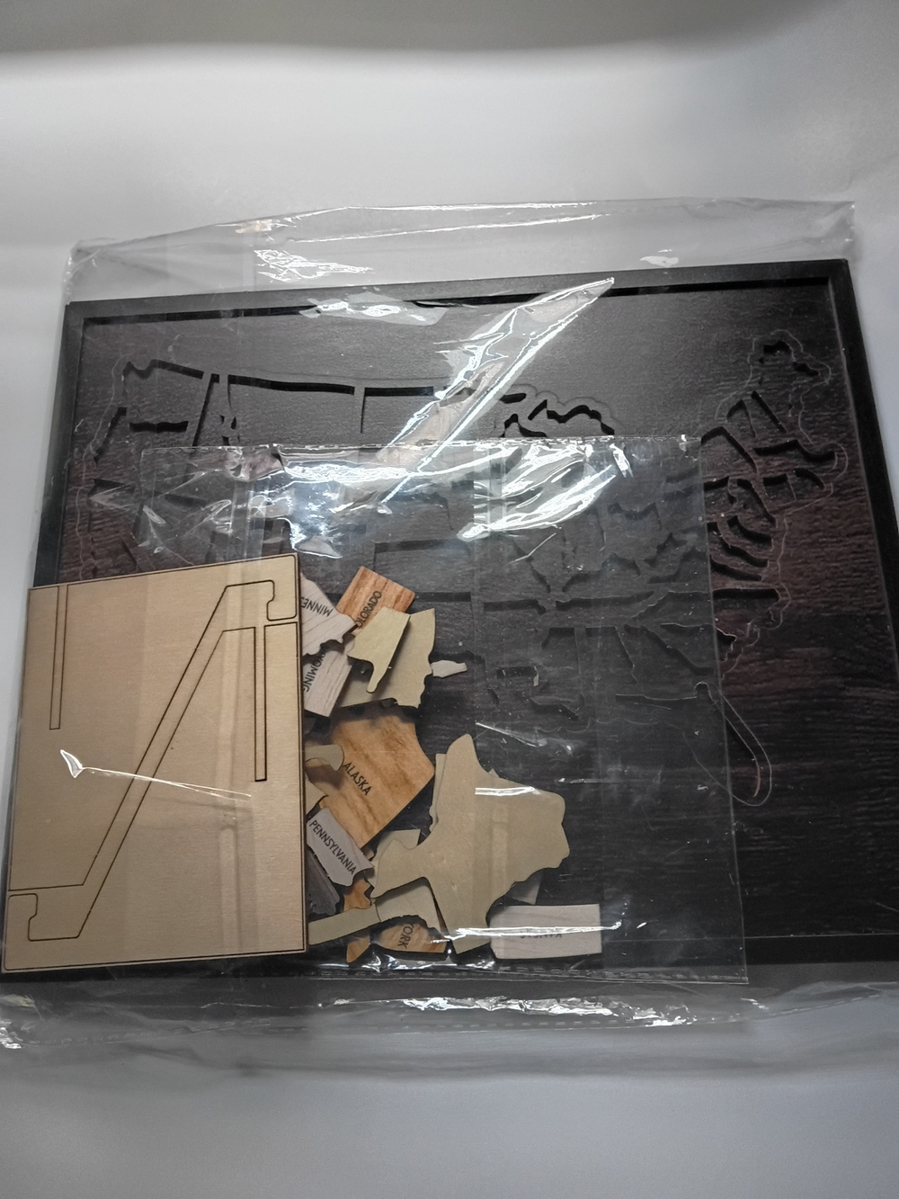 Dark Wood USA Puzzle Map Picture Frame - Unbranded